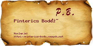 Pinterics Bodó névjegykártya